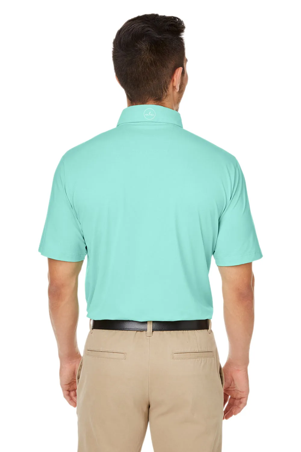 Nautica Mens Saltwater UPF 40  Short Sleeve Polo Shirt - Cool Mint Green