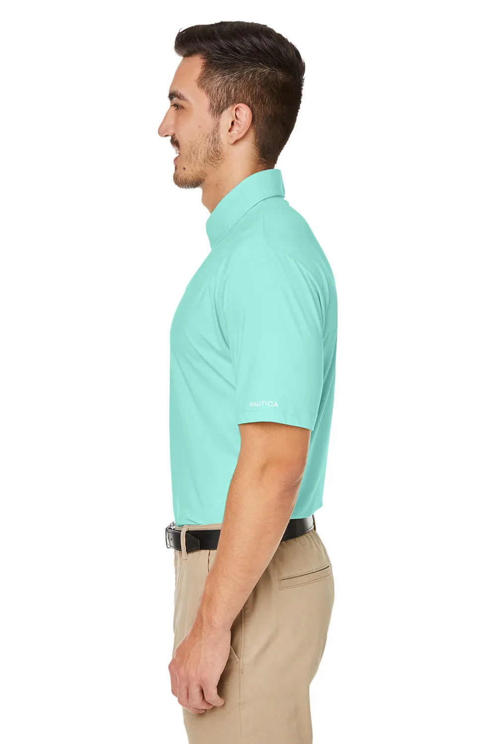Nautica Mens Saltwater UPF 40  Short Sleeve Polo Shirt - Cool Mint Green