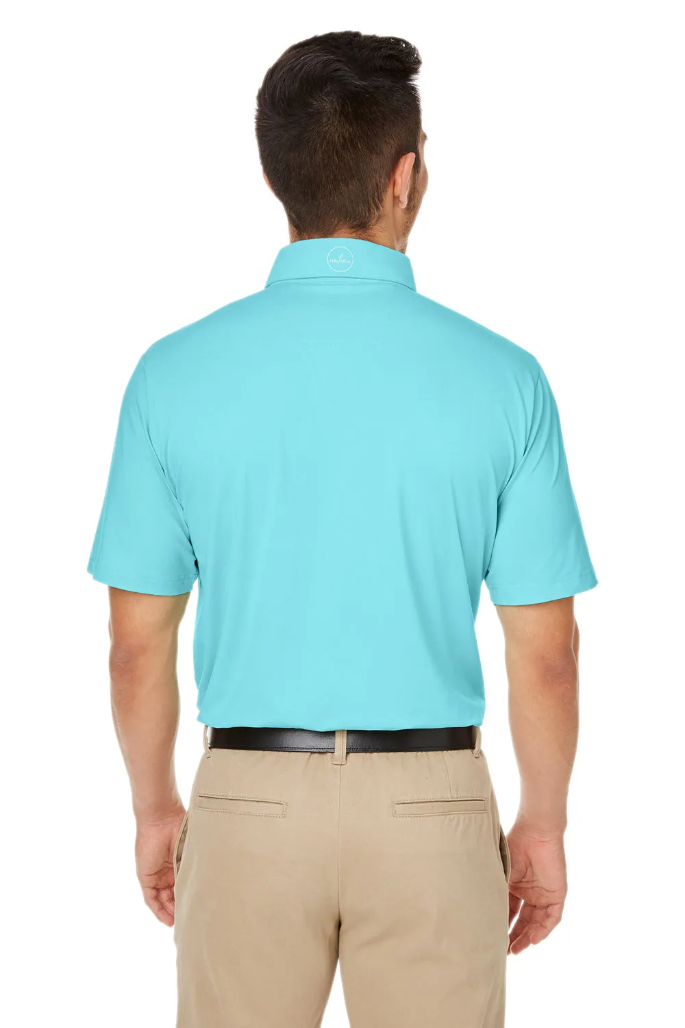 Nautica Mens Saltwater UPF 40  Short Sleeve Polo Shirt - Sea Mist Blue