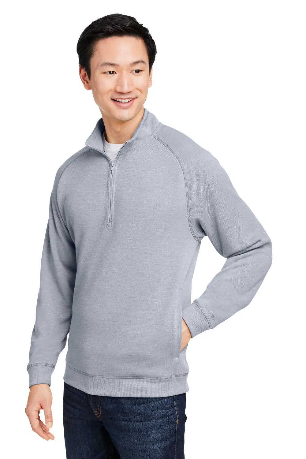 Nautica Mens Sun Surfer Supreme 1/4 Zip Sweatshirt w/ Pockets - Vintage Pebble Grey