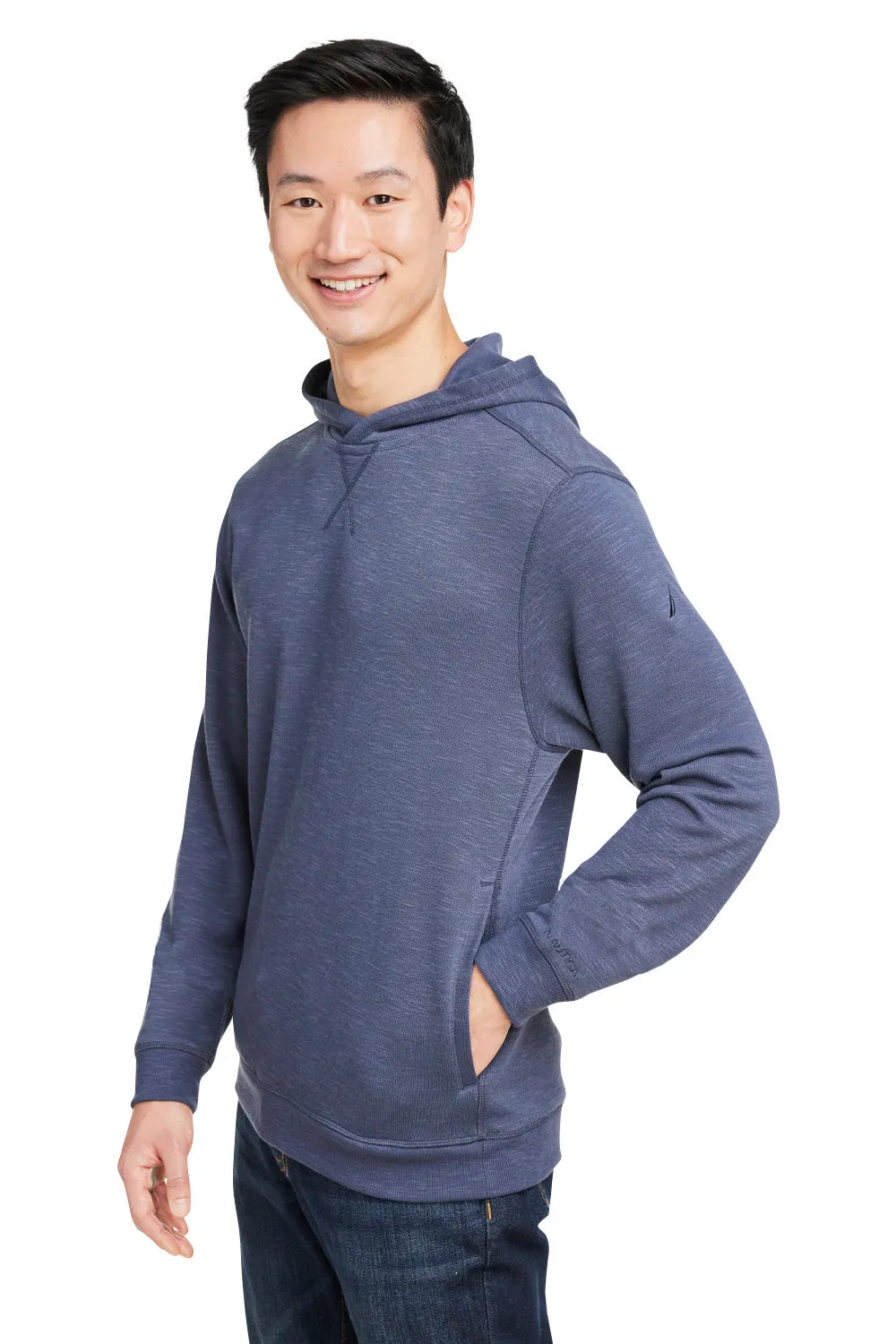 Nautica Mens Sun Surfer Supreme Hooded Sweatshirt Hoodie w/ Pockets - Vintage Navy Blue
