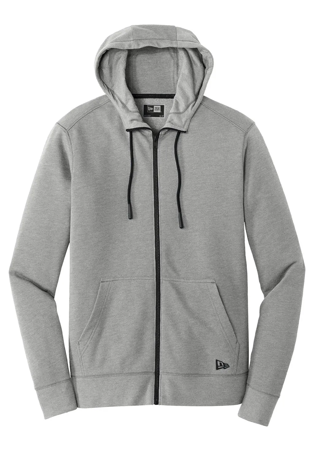 New Era Mens Fleece Full Zip Hooded Sweatshirt Hoodie w/ Pockets - Heather Shadow Grey
