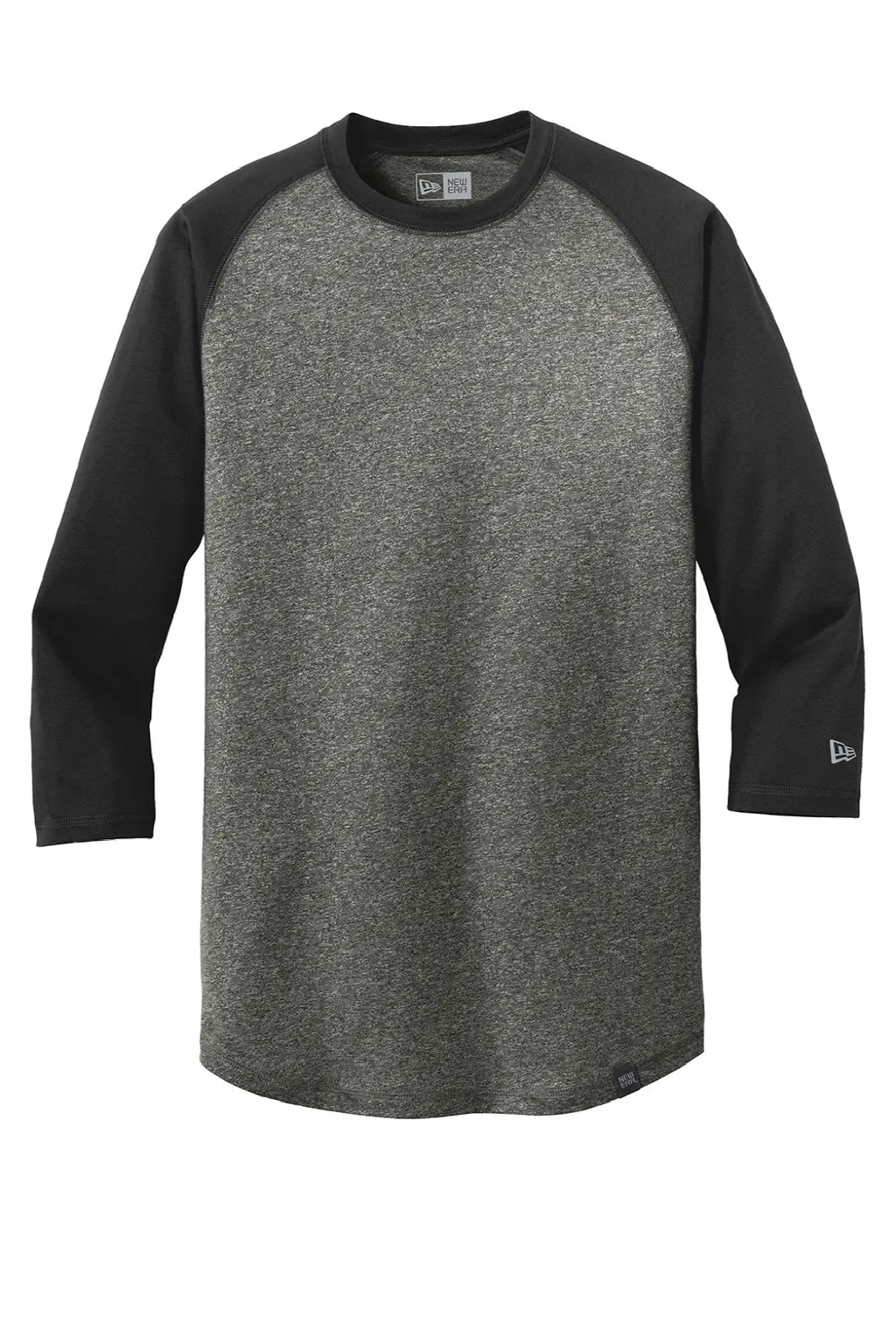 New Era Mens Heritage 3/4 Sleeve Crewneck T-Shirt - Black Twist/Black