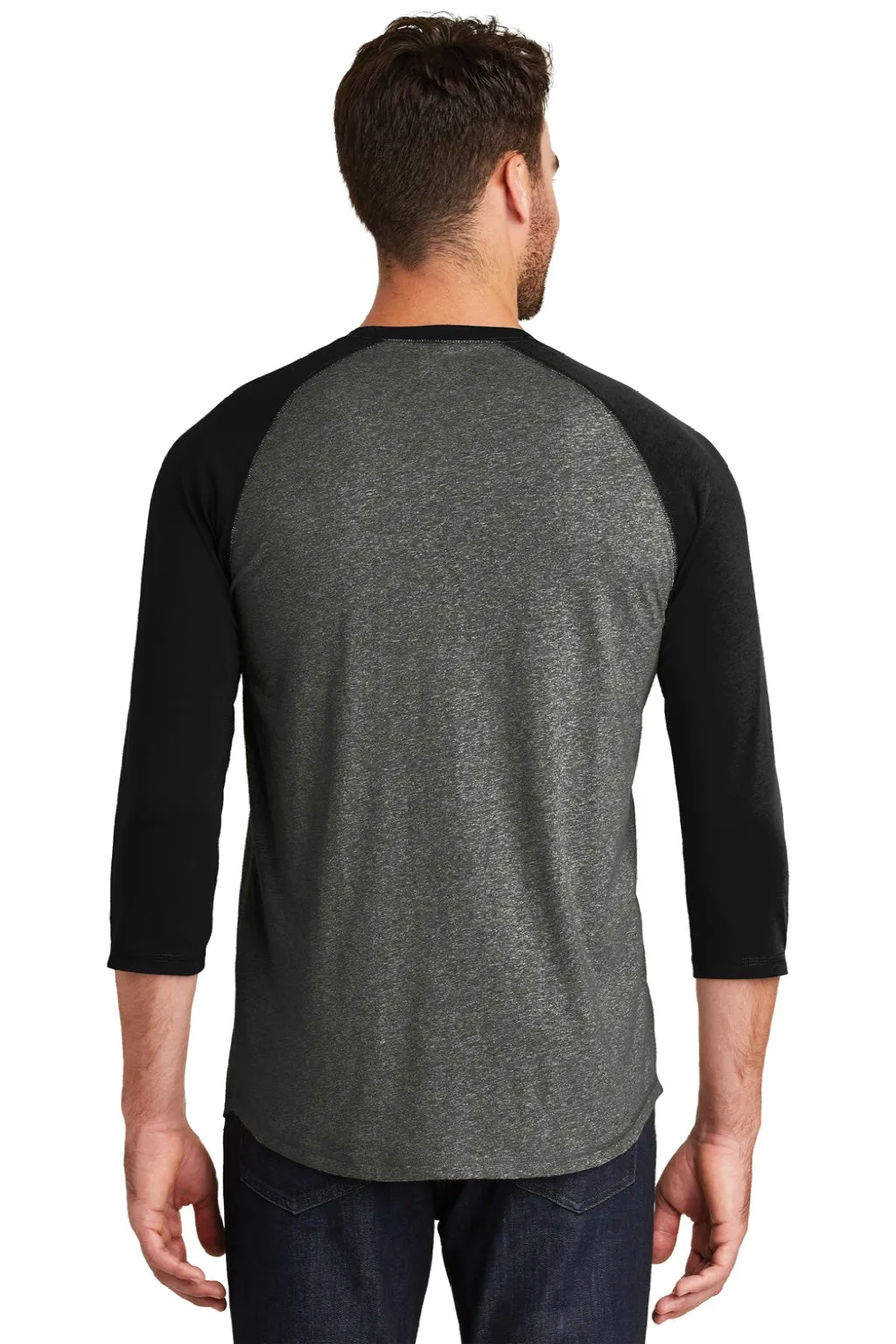 New Era Mens Heritage 3/4 Sleeve Crewneck T-Shirt - Black Twist/Black