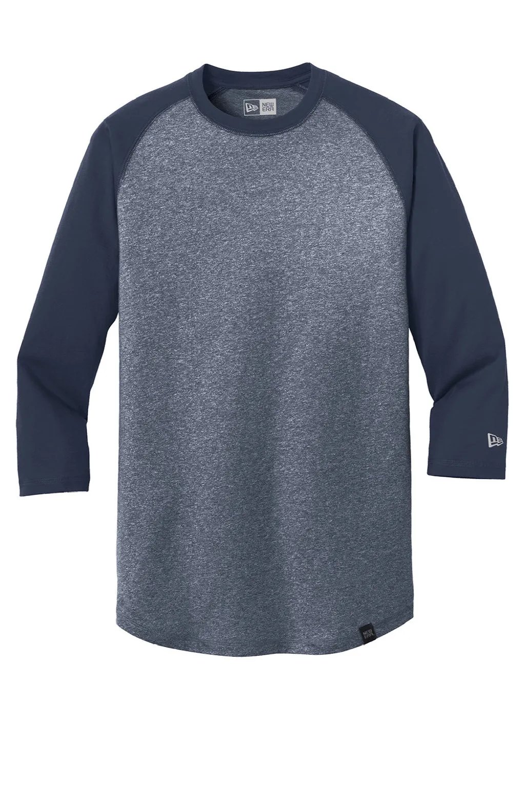 New Era Mens Heritage 3/4 Sleeve Crewneck T-Shirt - Navy Blue/Navy Blue Twist