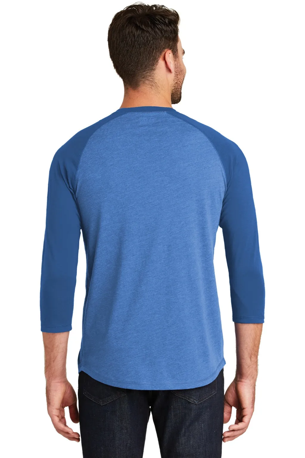 New Era Mens Heritage 3/4 Sleeve Crewneck T-Shirt - Royal Blue/Heather Royal Blue