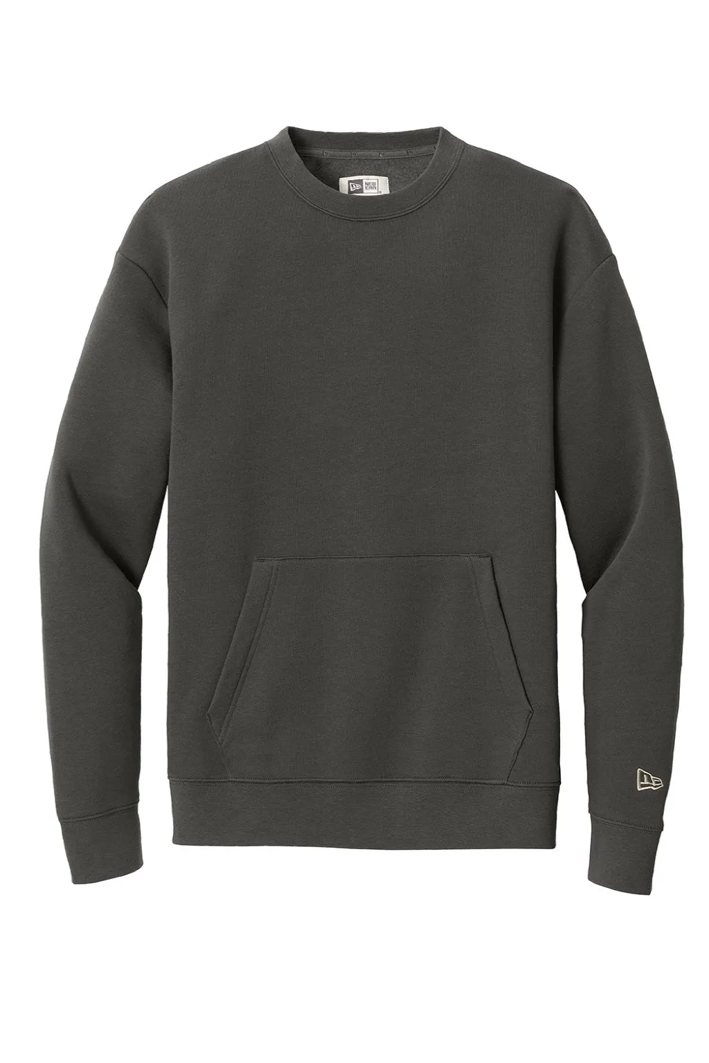 New Era Mens Heritage Fleece Crewneck Sweatshirt w/ Pocket - Graphite Grey