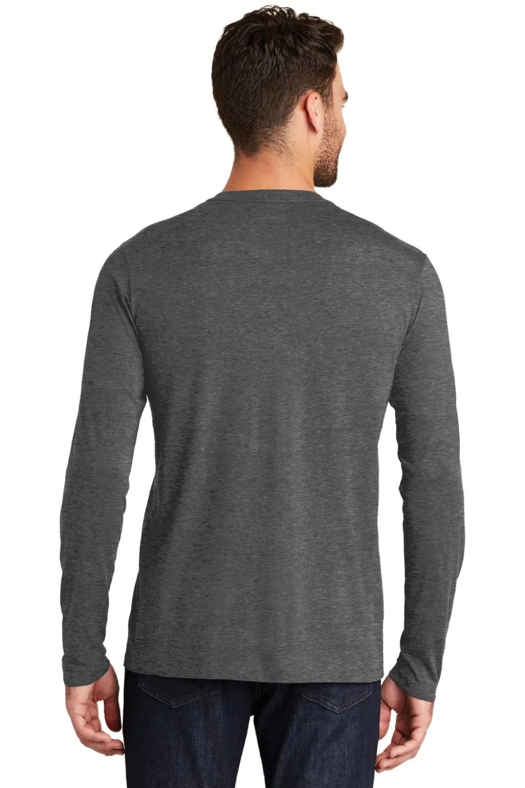 New Era Mens Heritage Long Sleeve Crewneck T-Shirt - Heather Black