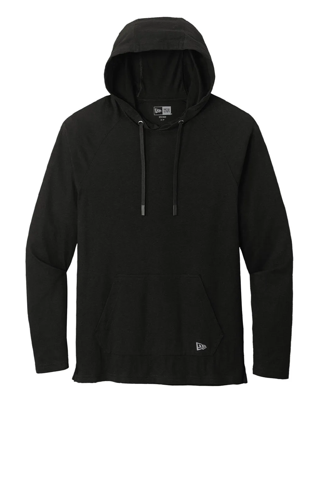 New Era Mens Moisture Wicking Long Sleeve Hooded T-Shirt w/ Pocket - Black