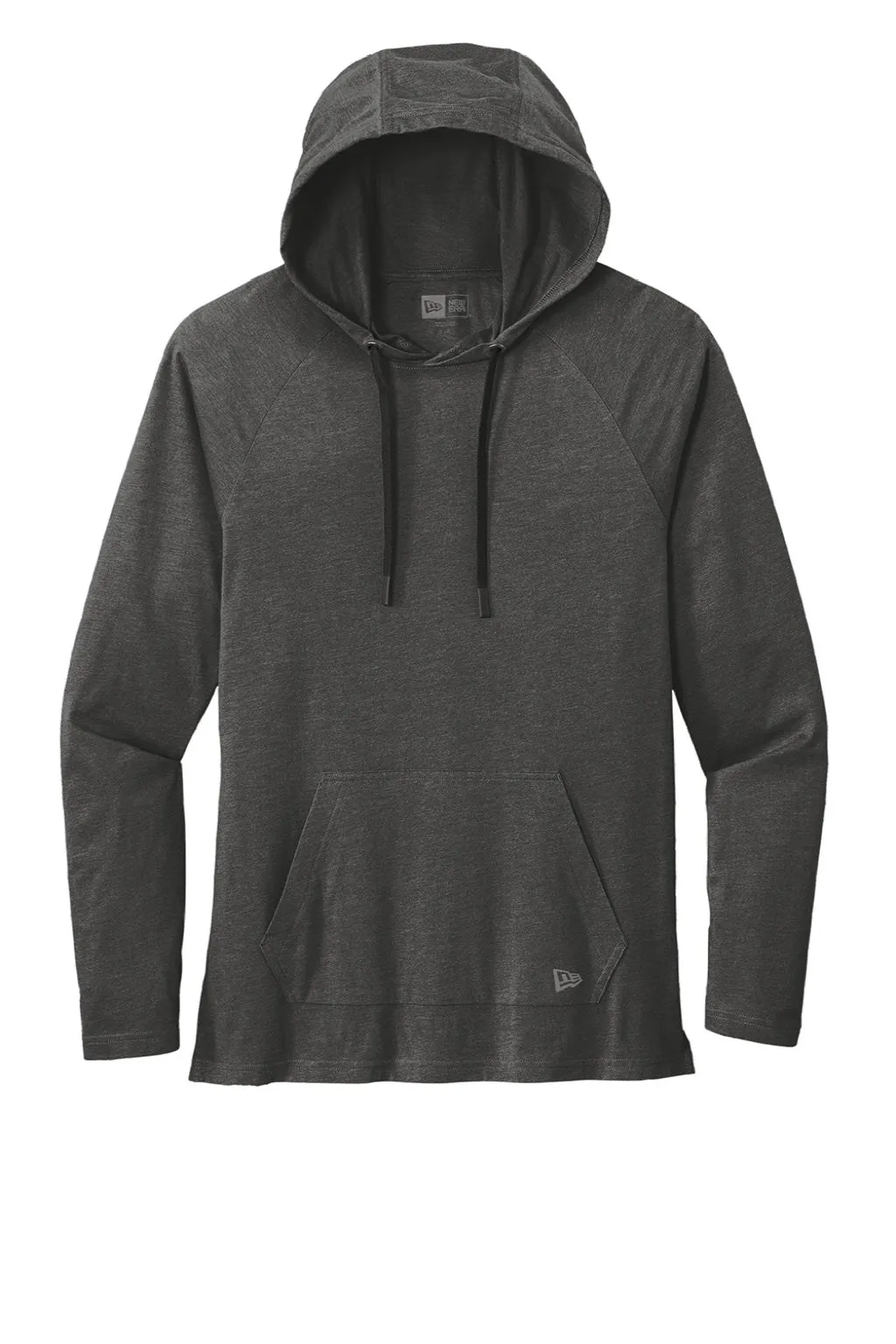 New Era Mens Moisture Wicking Long Sleeve Hooded T-Shirt w/ Pocket - Graphite Grey