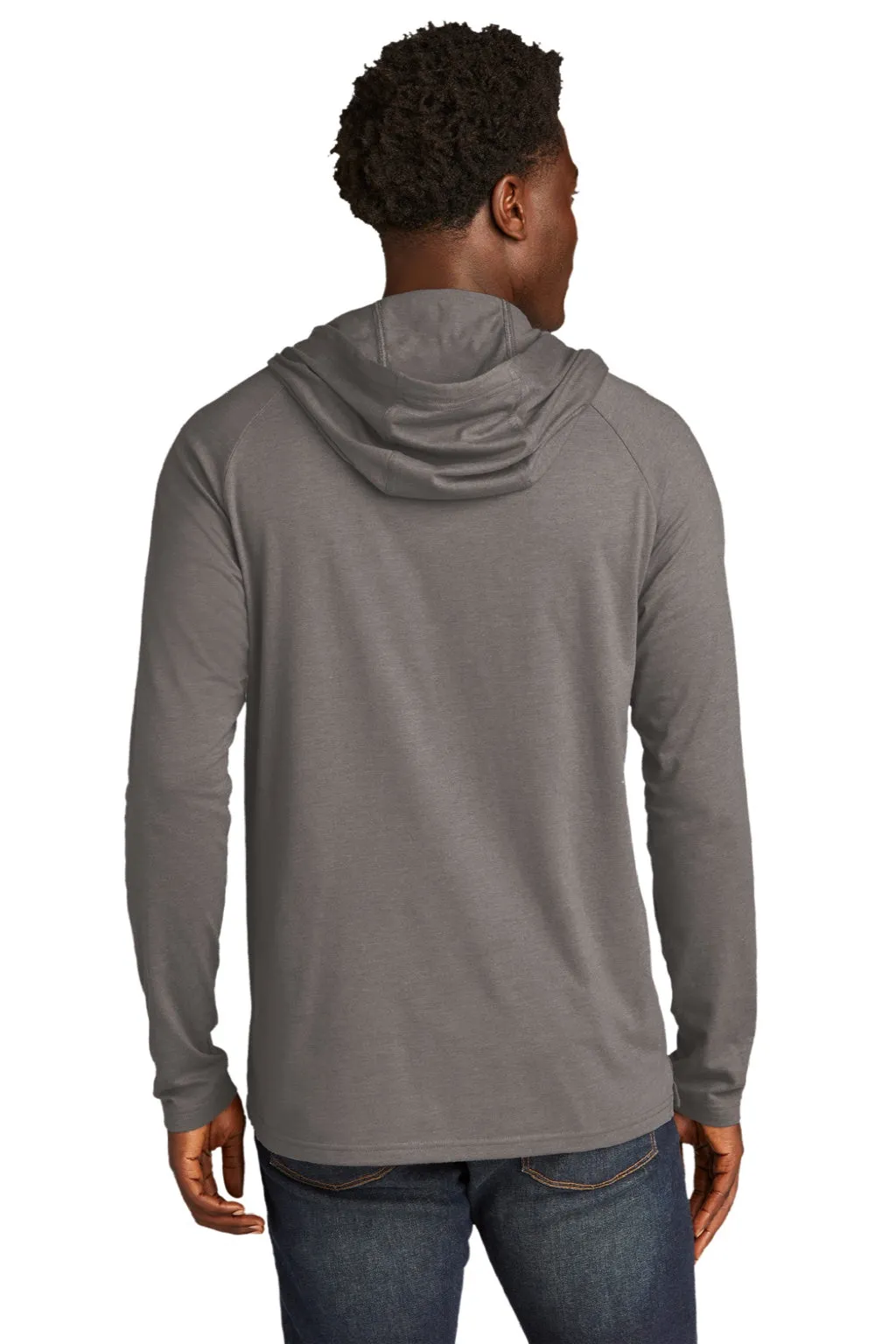 New Era Mens Moisture Wicking Long Sleeve Hooded T-Shirt w/ Pocket - Shadow Grey