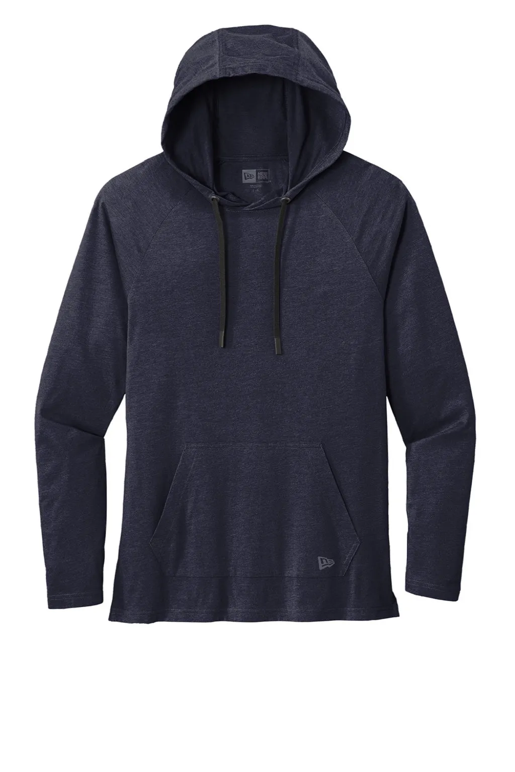 New Era Mens Moisture Wicking Long Sleeve Hooded T-Shirt w/ Pocket - True Navy Blue