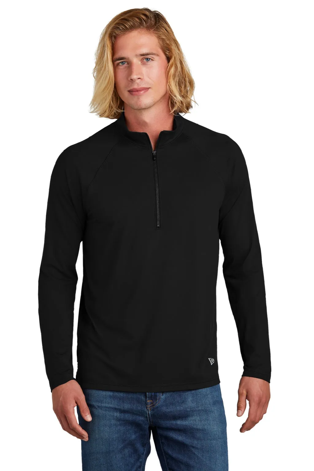 New Era Mens Power Moisture Wicking 1/4 Zip Sweatshirt - Black