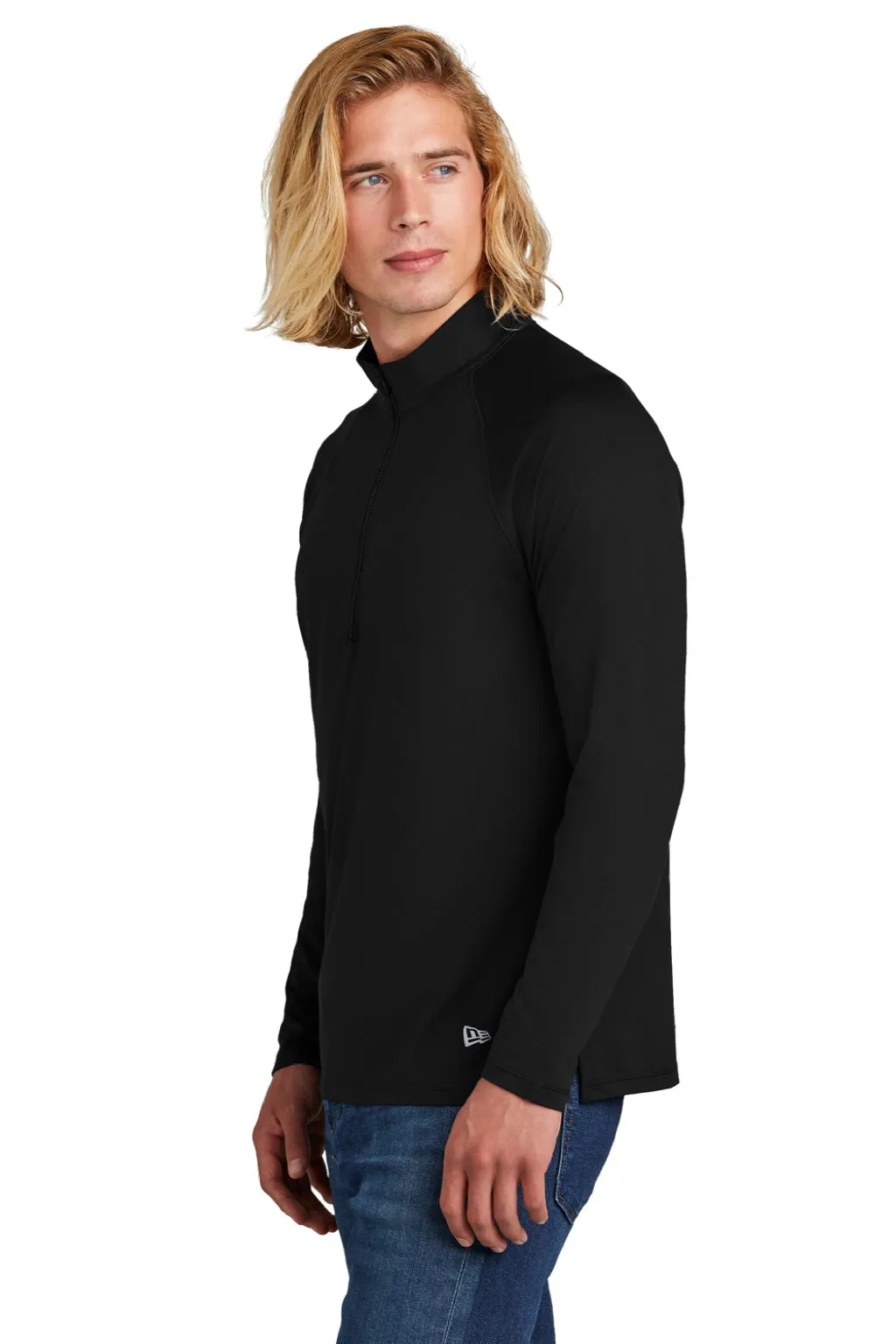 New Era Mens Power Moisture Wicking 1/4 Zip Sweatshirt - Black