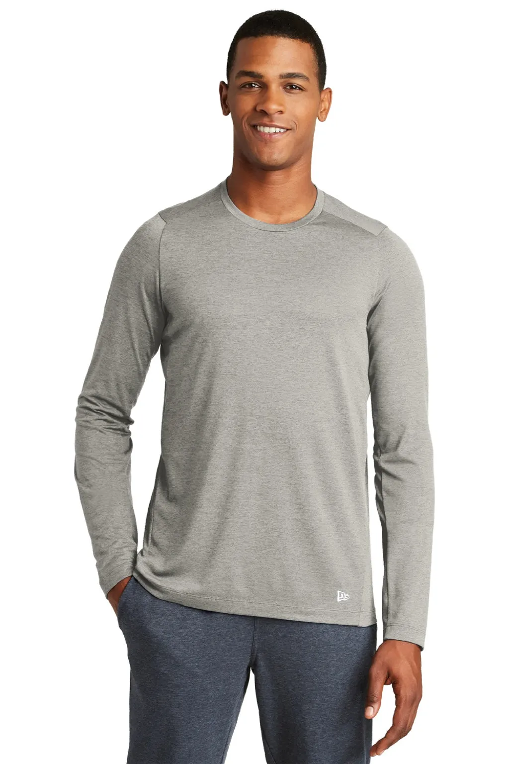 New Era Mens Series Performance Moisture Wicking Long Sleeve Crewneck T-Shirt - Rainstorm Grey