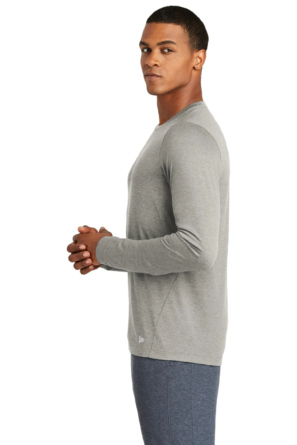 New Era Mens Series Performance Moisture Wicking Long Sleeve Crewneck T-Shirt - Rainstorm Grey