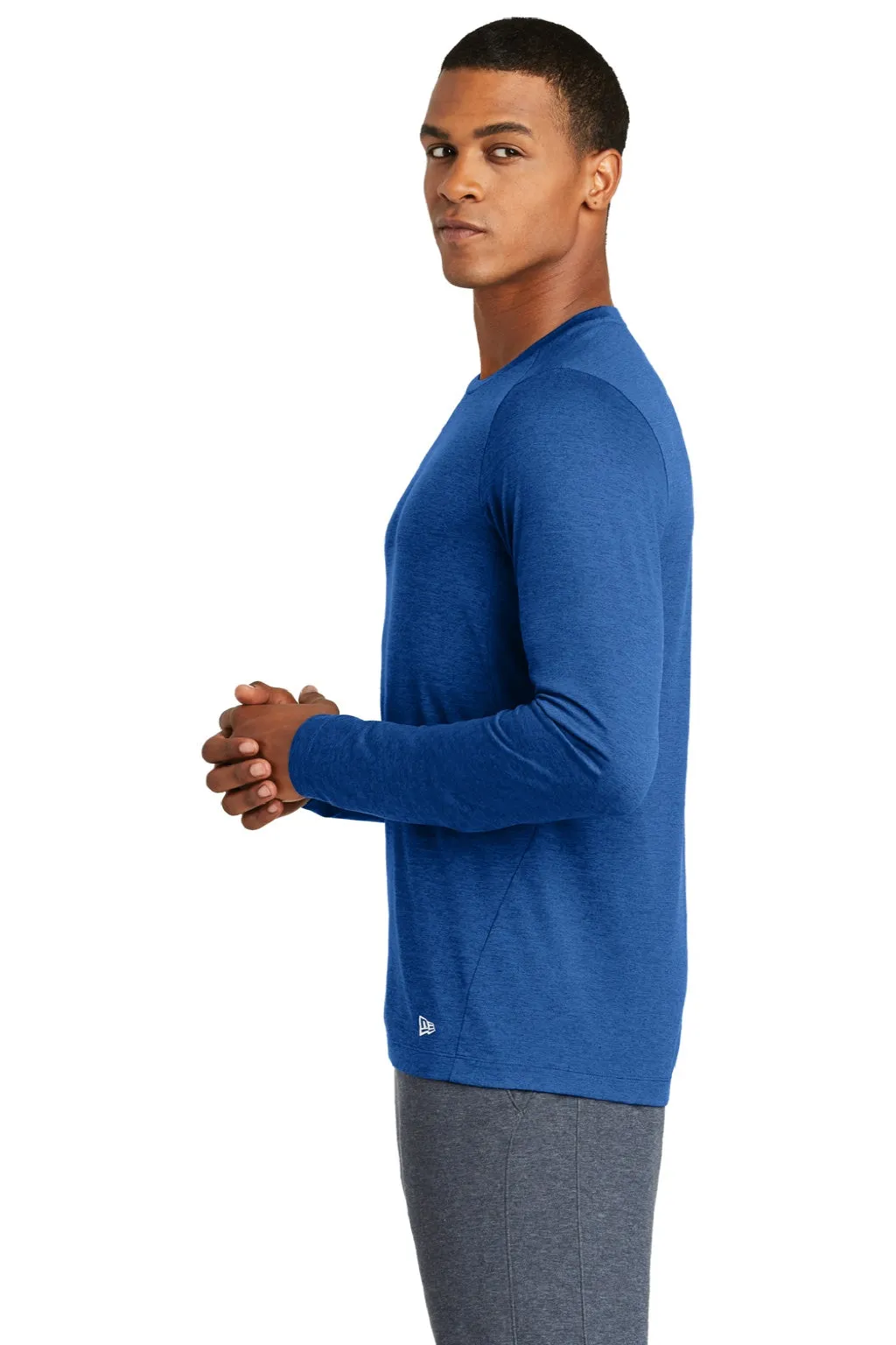 New Era Mens Series Performance Moisture Wicking Long Sleeve Crewneck T-Shirt - Royal Blue