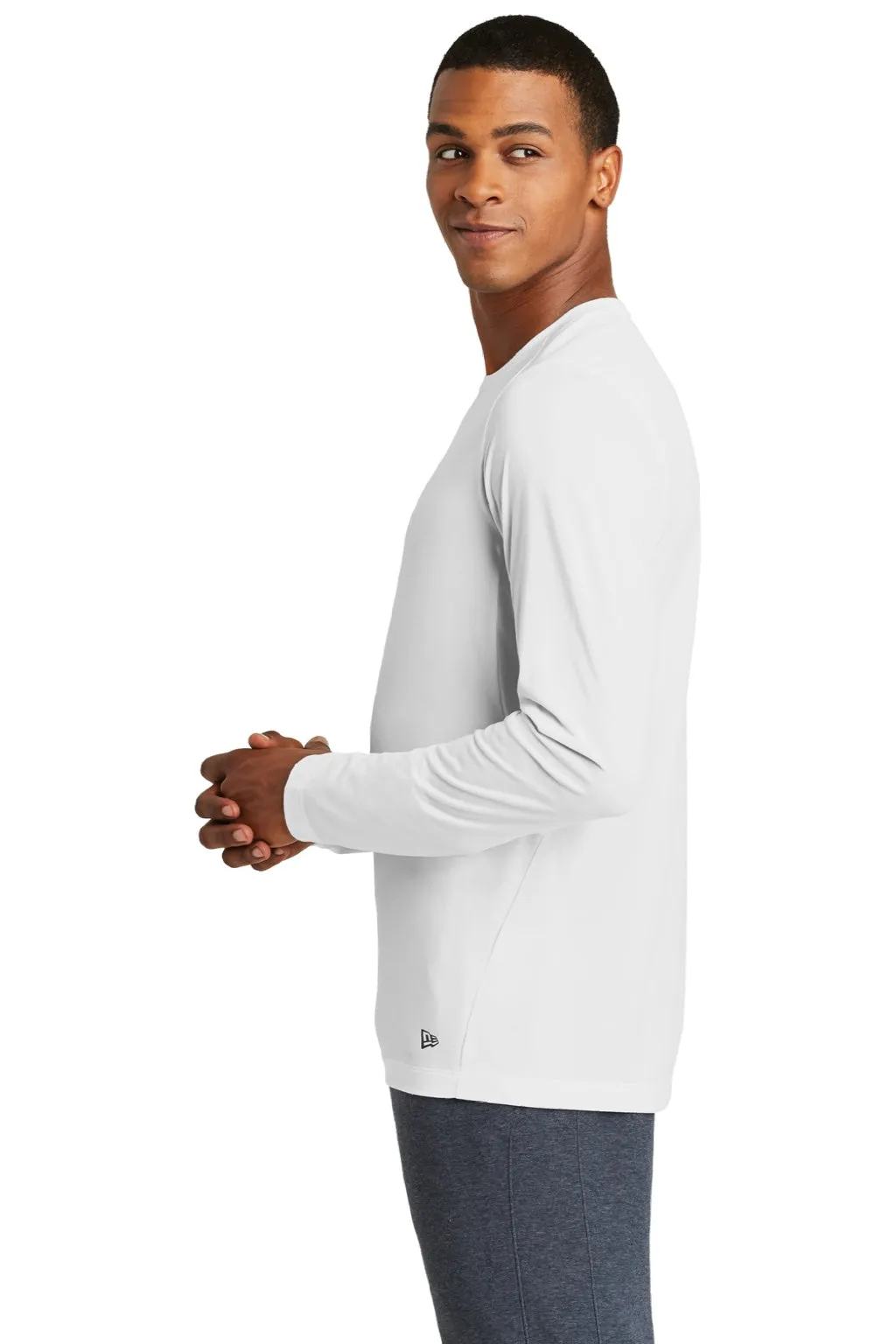 New Era Mens Series Performance Moisture Wicking Long Sleeve Crewneck T-Shirt - White
