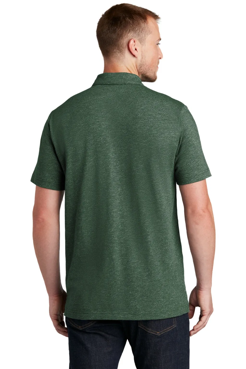 New Era Mens Slub Twist Short Sleeve Polo Shirt - Dark Green Twist
