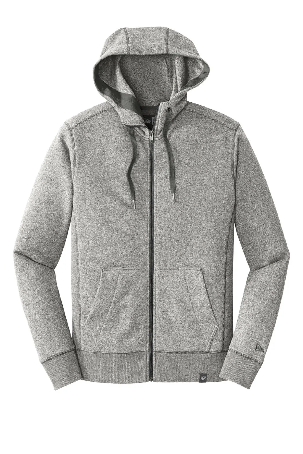 New Era Mens Sueded French Terry Full Zip Hooded Sweatshirt Hoodie w/ Pockets - Light Graphite Grey Twist