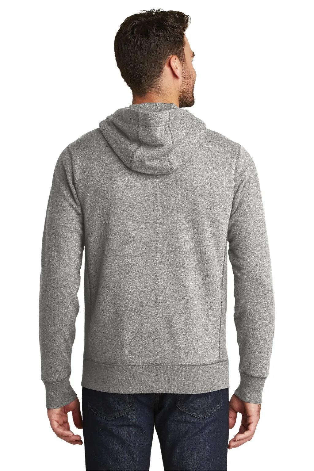 New Era Mens Sueded French Terry Full Zip Hooded Sweatshirt Hoodie w/ Pockets - Light Graphite Grey Twist