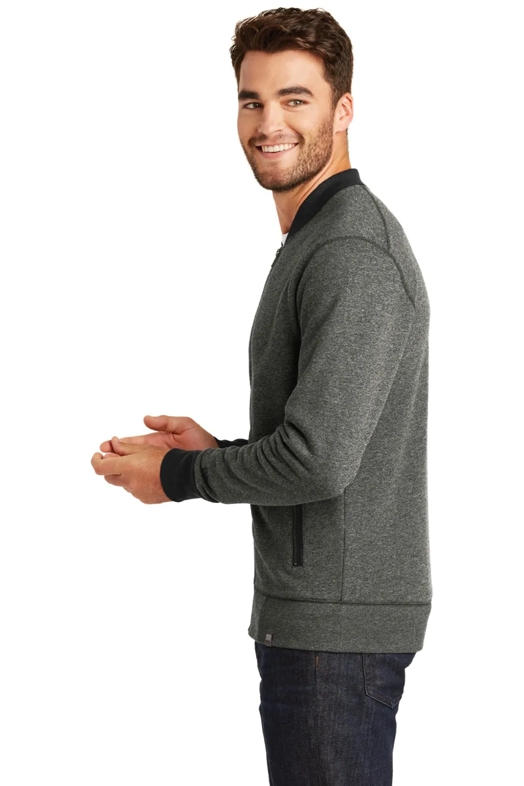 New Era Mens Sueded French Terry Full Zip Jacket - Black Twist/Black