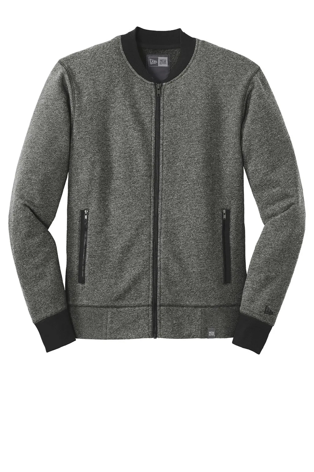 New Era Mens Sueded French Terry Full Zip Jacket - Black Twist/Black