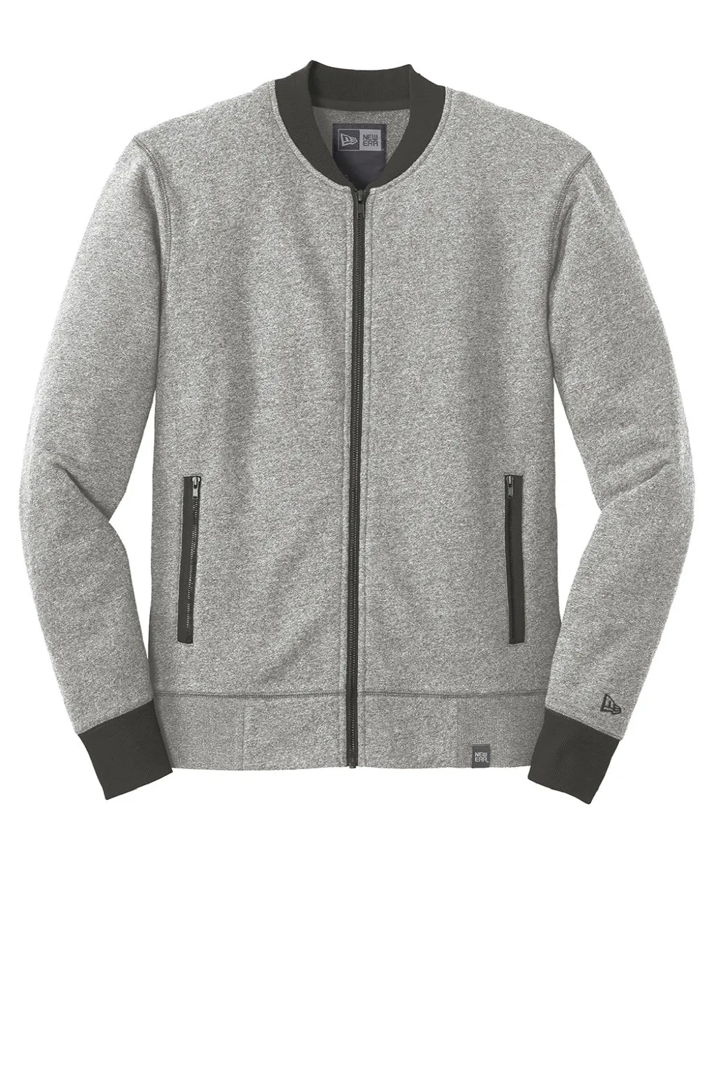 New Era Mens Sueded French Terry Full Zip Jacket - Light Graphite Grey Twist/Graphite Grey