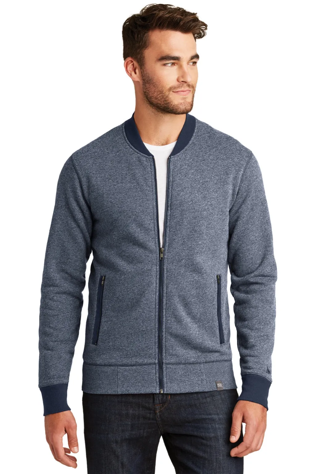 New Era Mens Sueded French Terry Full Zip Jacket - Navy Blue Twist/Navy Blue