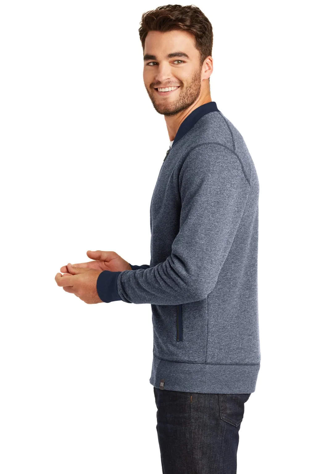 New Era Mens Sueded French Terry Full Zip Jacket - Navy Blue Twist/Navy Blue
