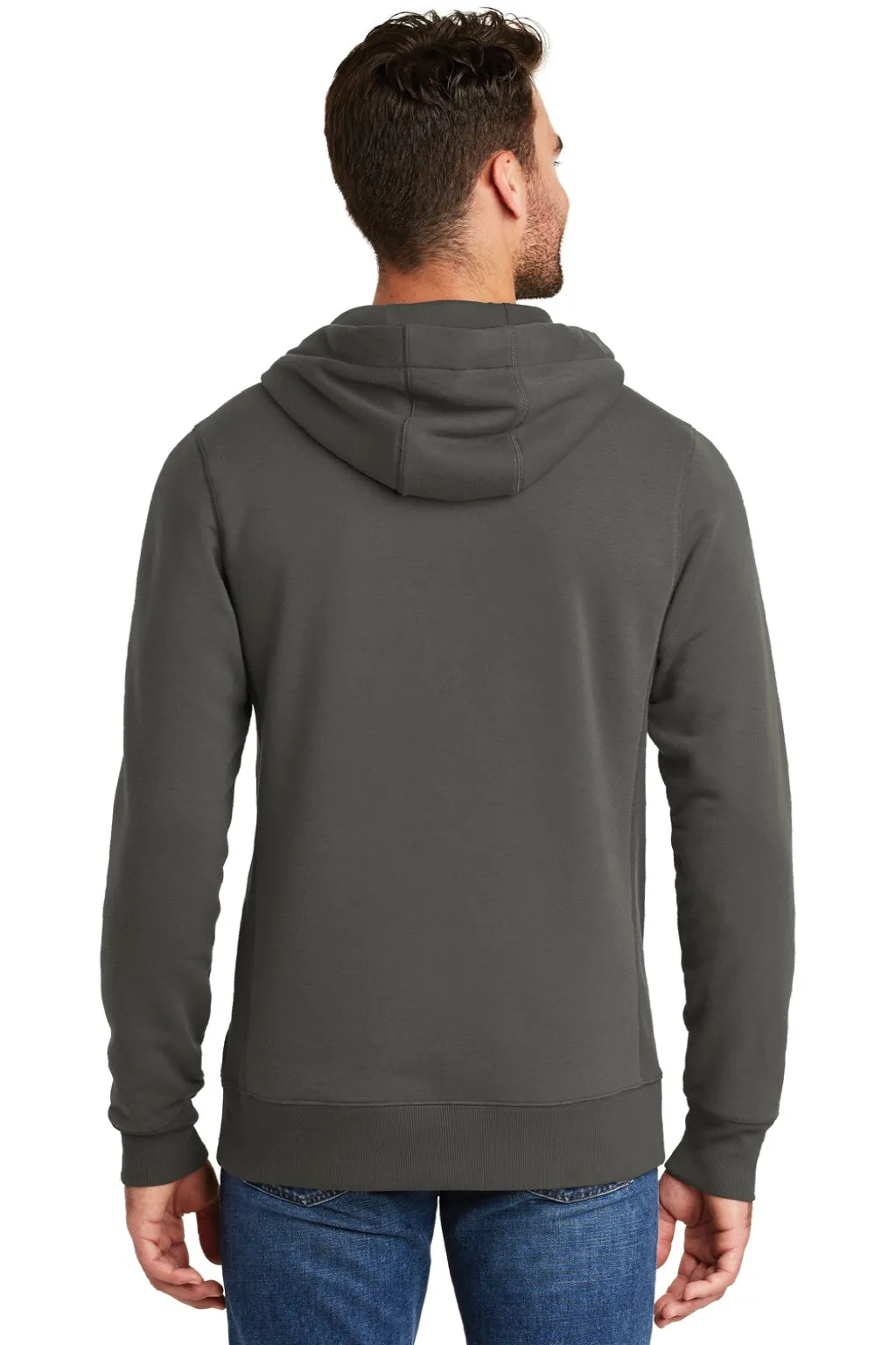 New Era Mens Sueded French Terry Hooded Sweatshirt Hoodie w/ Pouch Pocket - Graphite Grey