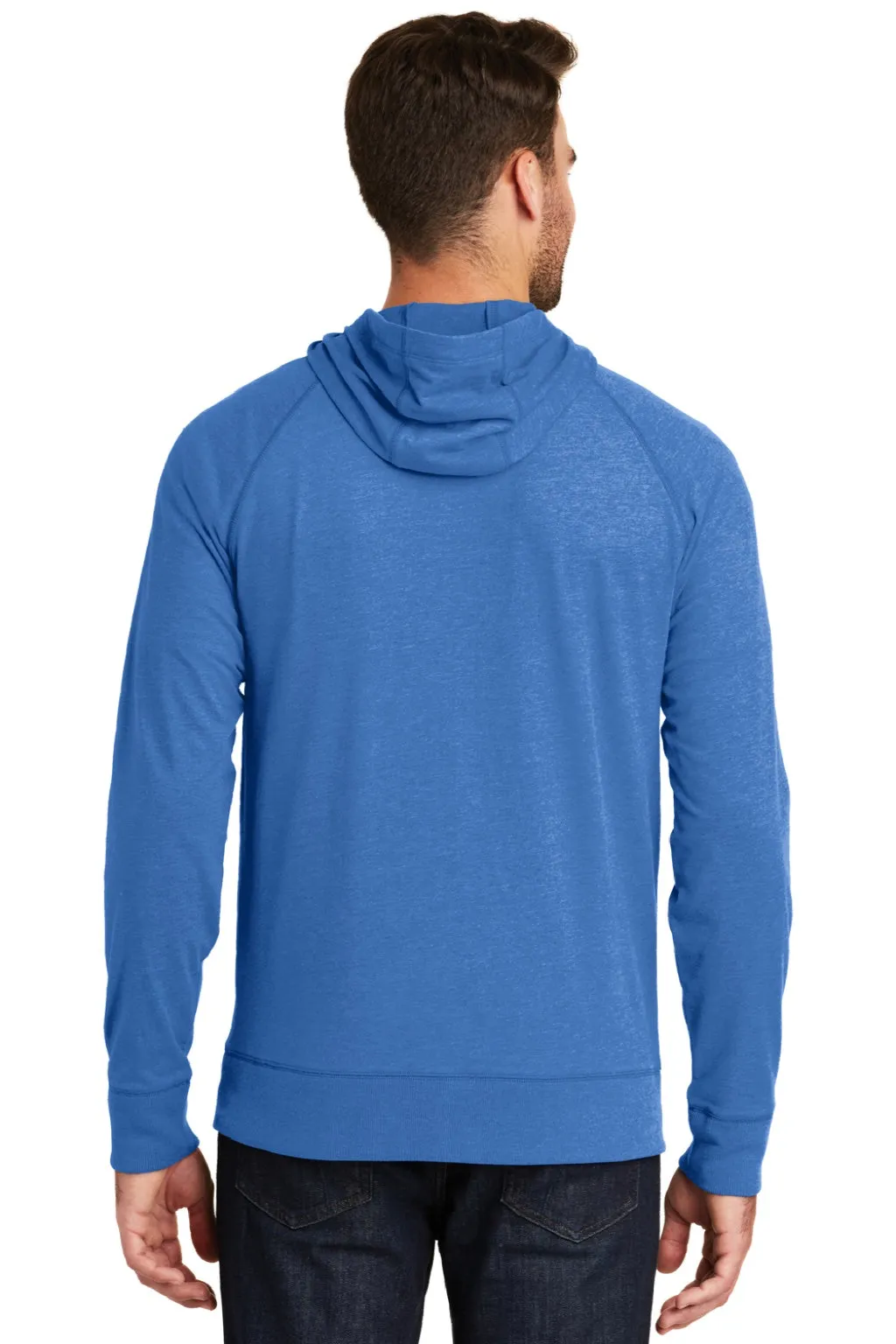 New Era Mens Sueded Full Zip Hooded Sweatshirt Hoodie w/ Pockets - Heather Royal Blue
