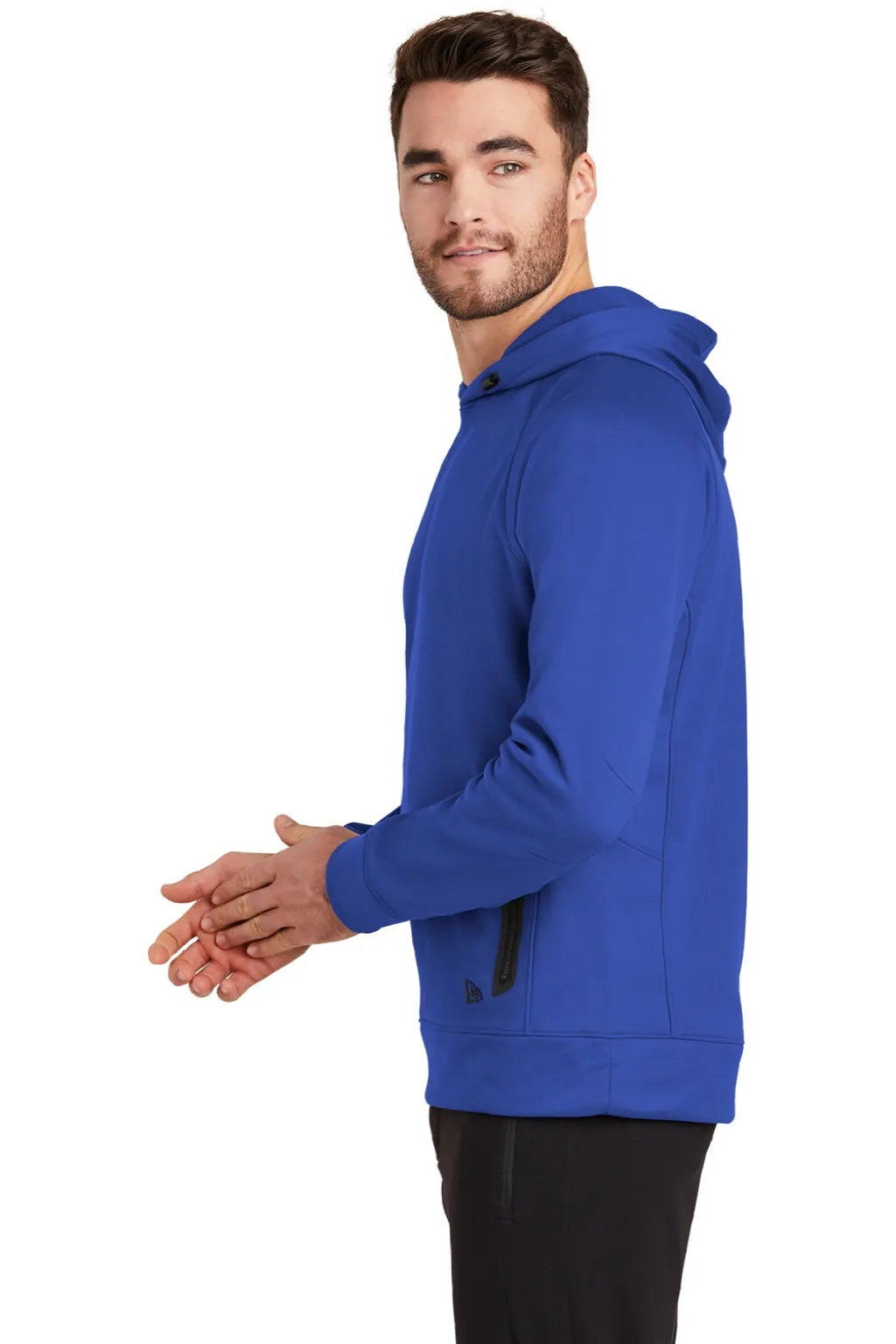 New Era Mens Venue Fleece Moisture Wicking Hooded Sweatshirt Hoodie w/ Pockets - Royal Blue