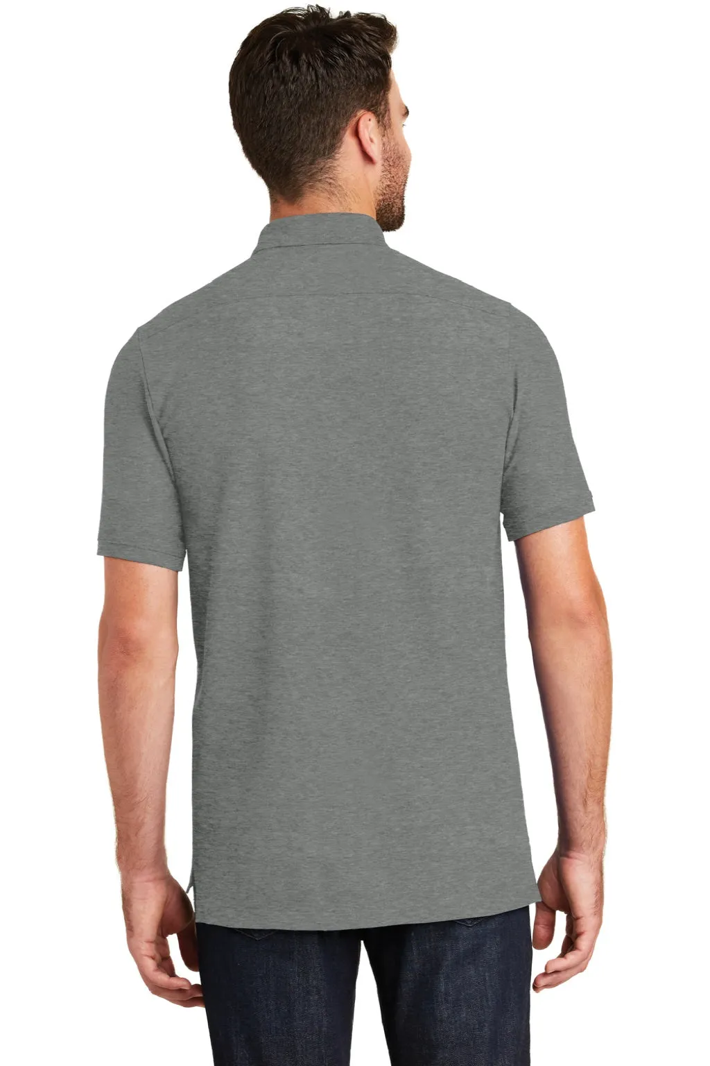 New Era Mens Venue Home Plate Moisture Wicking Short Sleeve Polo Shirt - Heather Graphite Grey