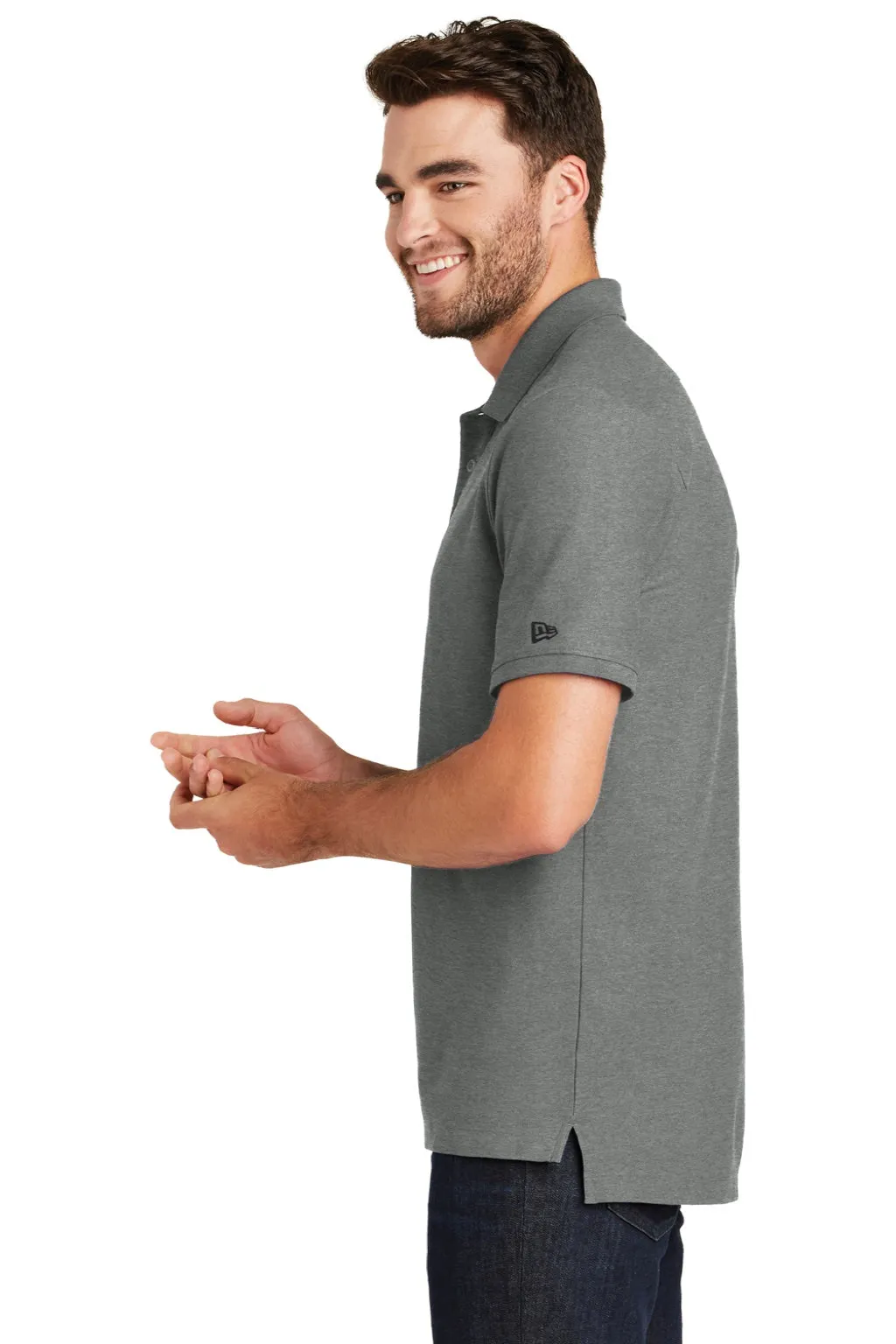 New Era Mens Venue Home Plate Moisture Wicking Short Sleeve Polo Shirt - Heather Graphite Grey