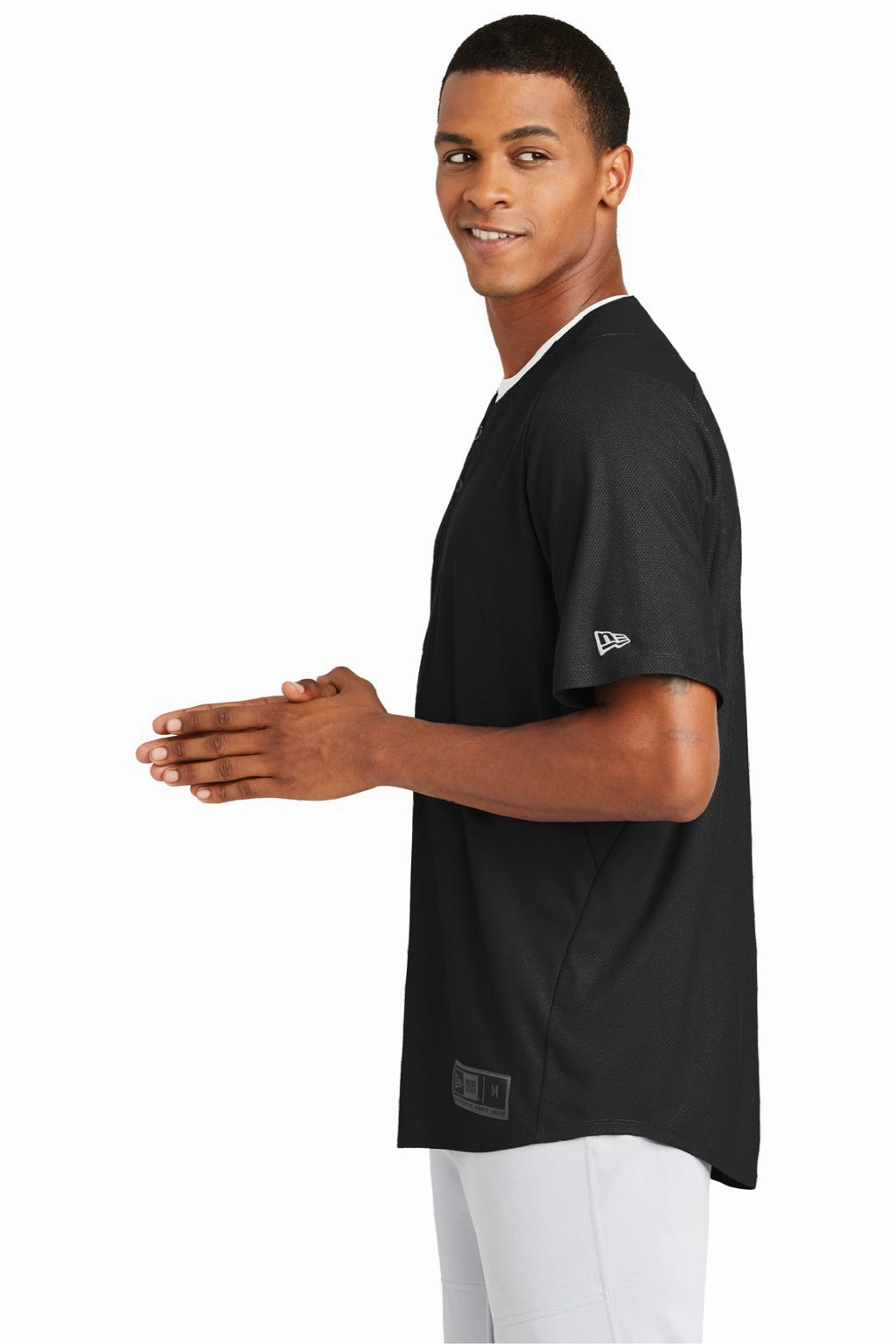 New Era Mens Diamond Era Moisture Wicking Short Sleeve Jersey - Black