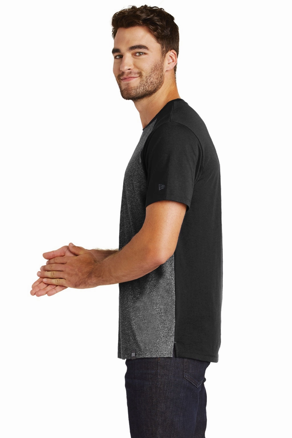 New Era Mens Heritage Short Sleeve Crewneck T-Shirt - Black Twist/Black