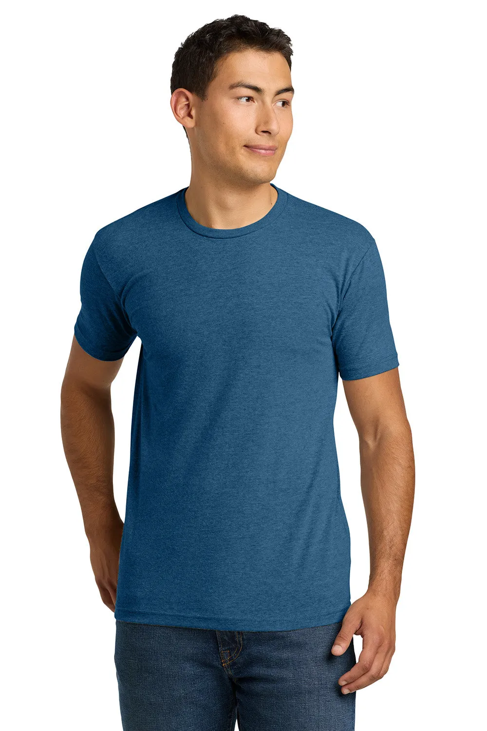 Next Level Mens CVC Jersey Short Sleeve Crewneck T-Shirt - Heather Cool Blue