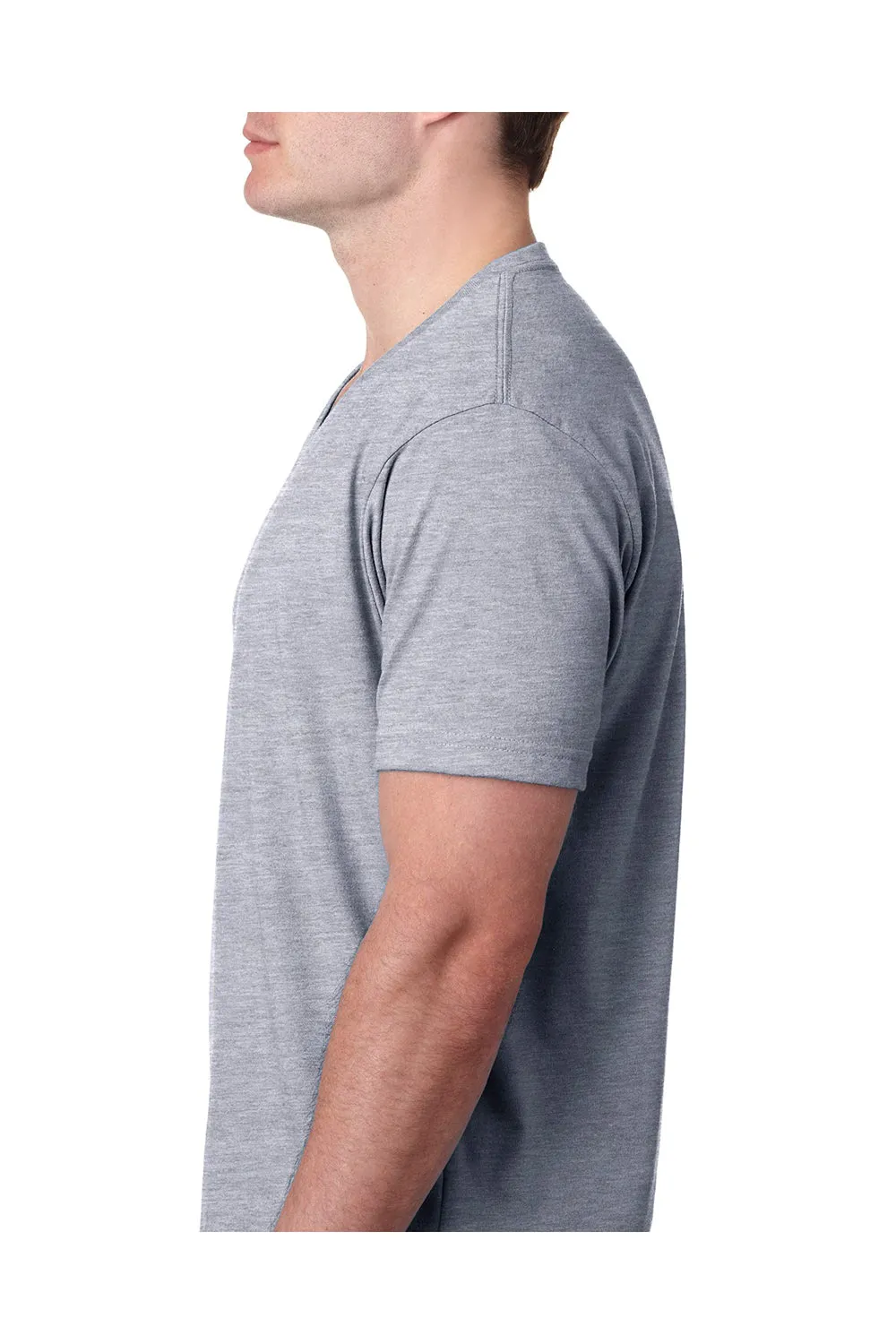 Next Level Mens CVC Jersey Short Sleeve V-Neck T-Shirt - Heather Dark Grey