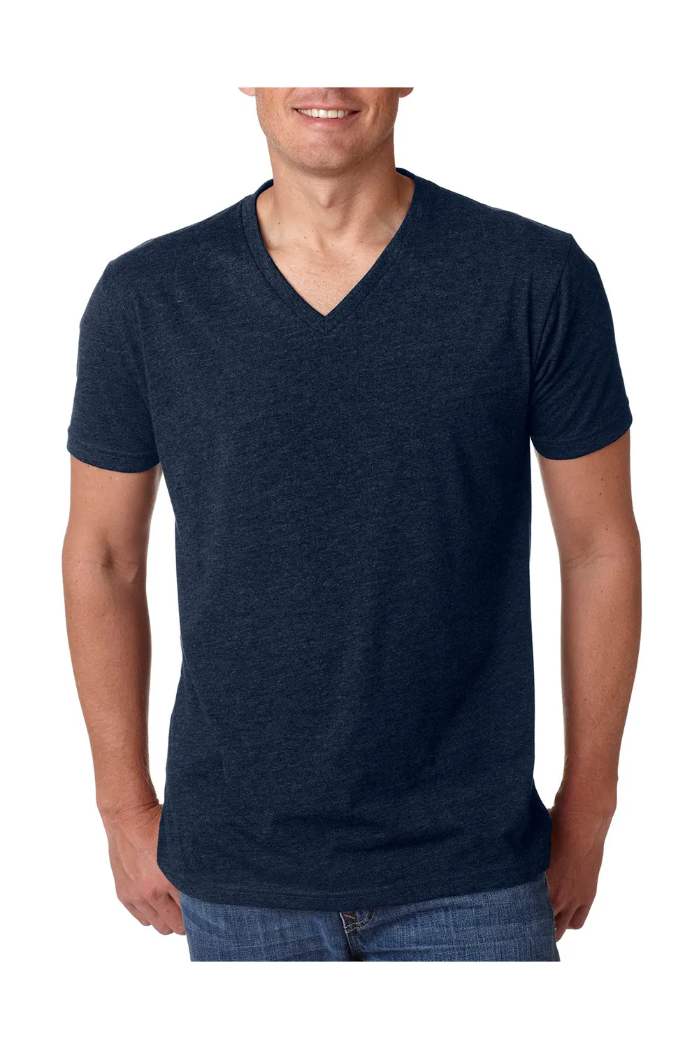 Next Level Mens CVC Jersey Short Sleeve V-Neck T-Shirt - Midnight Navy Blue