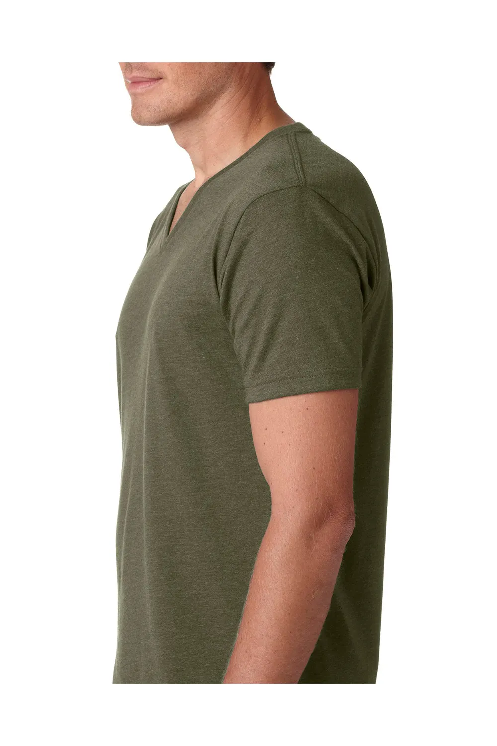 Next Level Mens CVC Jersey Short Sleeve V-Neck T-Shirt - Military Green