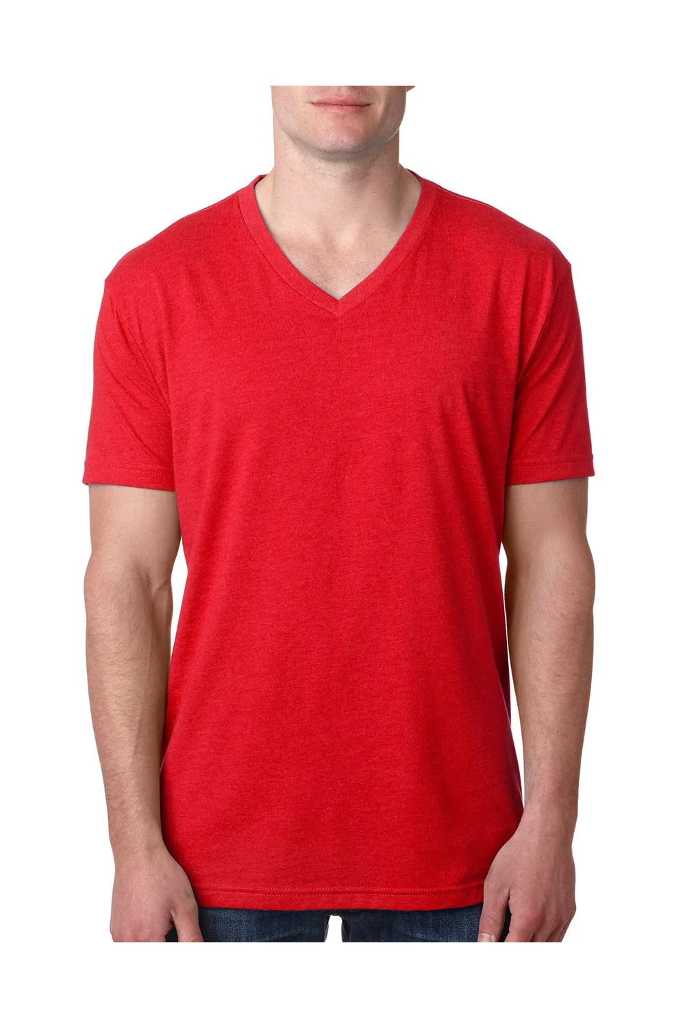 Next Level Mens CVC Jersey Short Sleeve V-Neck T-Shirt - Red
