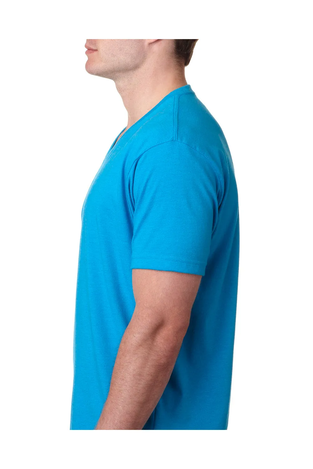 Next Level Mens CVC Jersey Short Sleeve V-Neck T-Shirt - Turquoise Blue