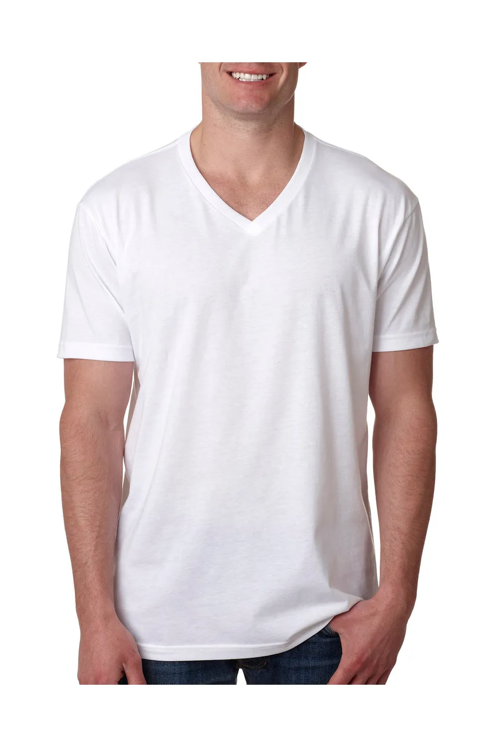 Next Level Mens CVC Jersey Short Sleeve V-Neck T-Shirt - White