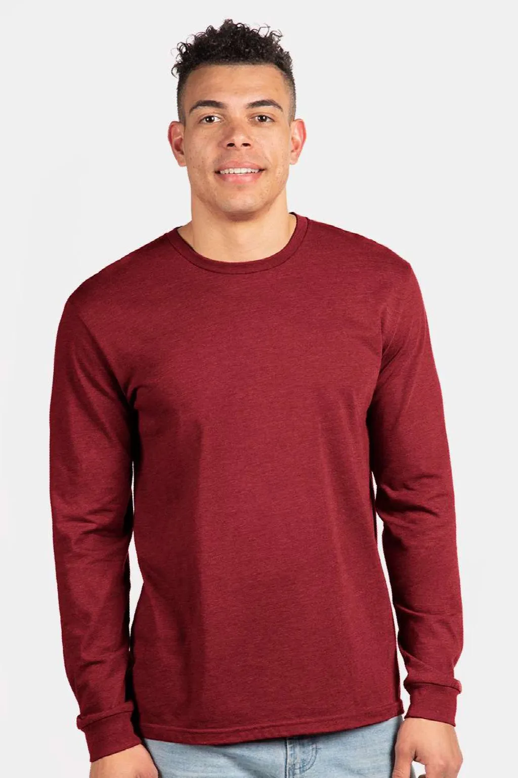 Next Level Mens CVC Long Sleeve Crewneck T-Shirt - Cardinal Red