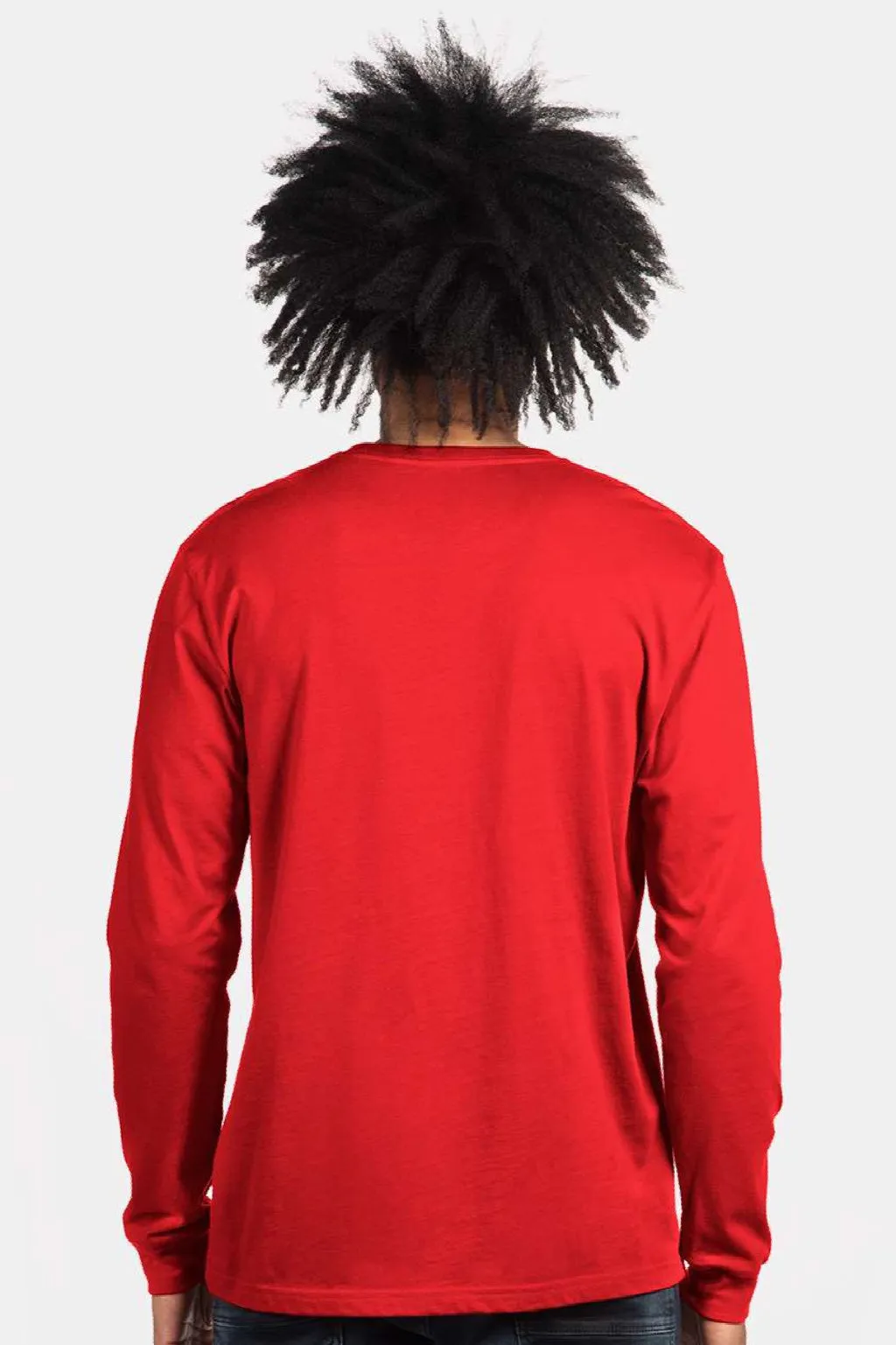 Next Level Mens CVC Long Sleeve Crewneck T-Shirt - Red