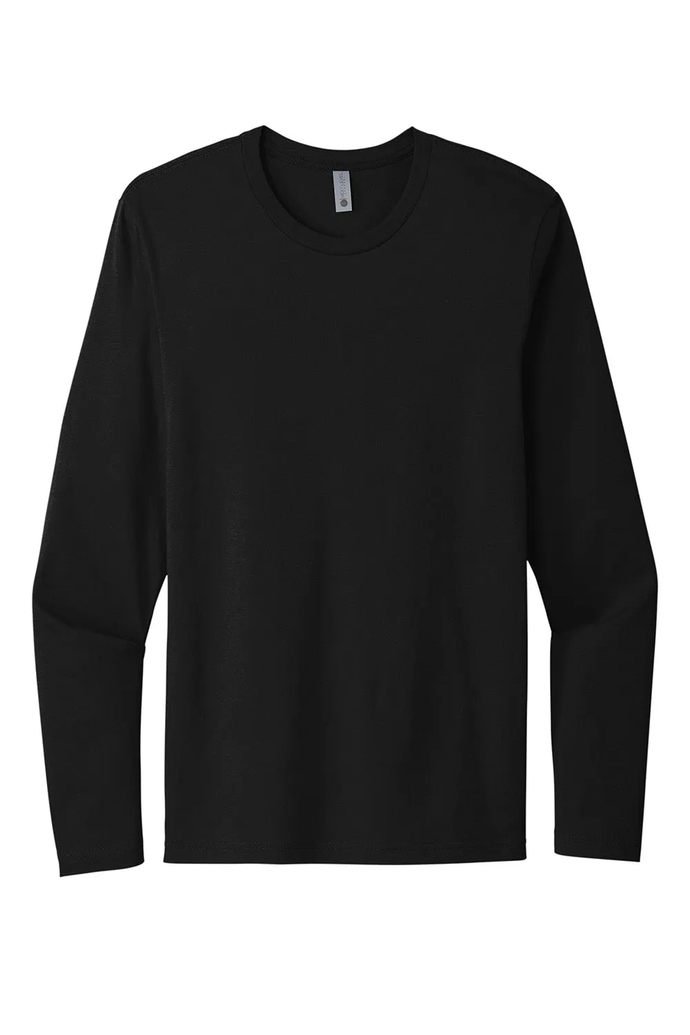 Next Level Mens Fine Jersey Long Sleeve Crewneck T-Shirt - Black