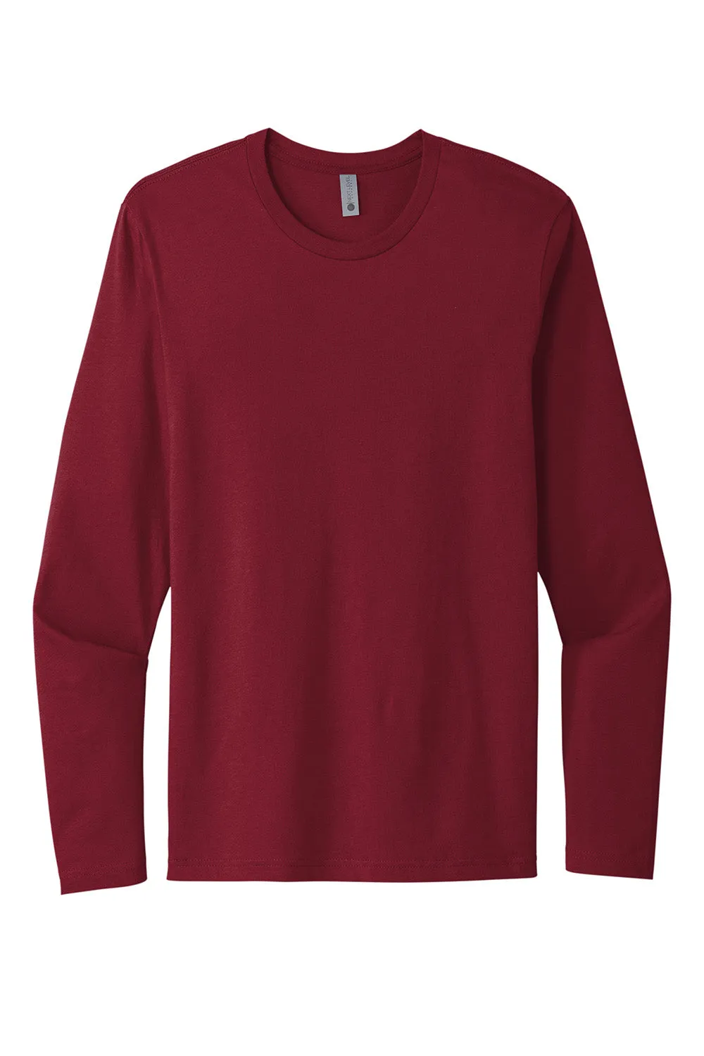 Next Level Mens Fine Jersey Long Sleeve Crewneck T-Shirt - Cardinal Red
