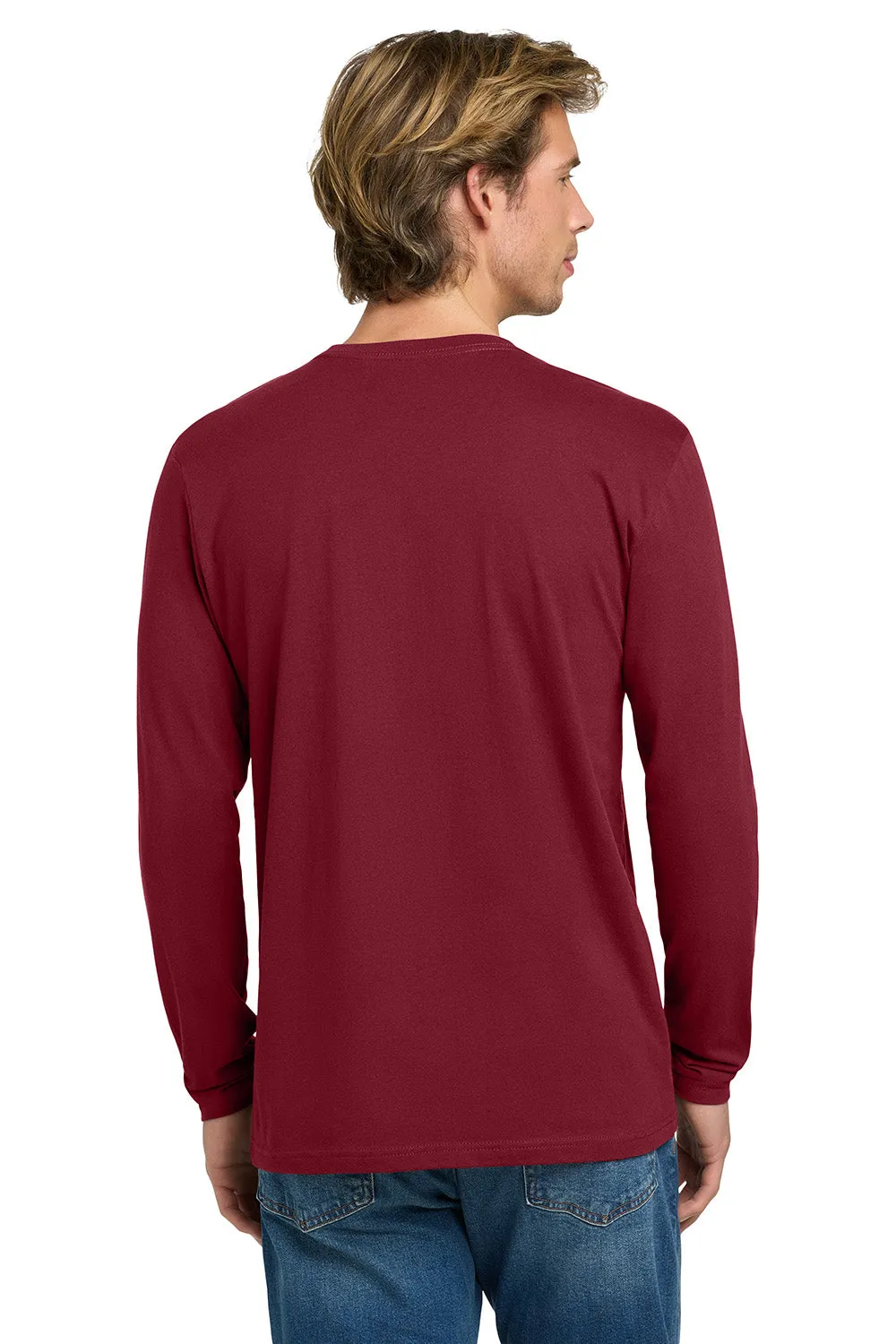 Next Level Mens Fine Jersey Long Sleeve Crewneck T-Shirt - Cardinal Red