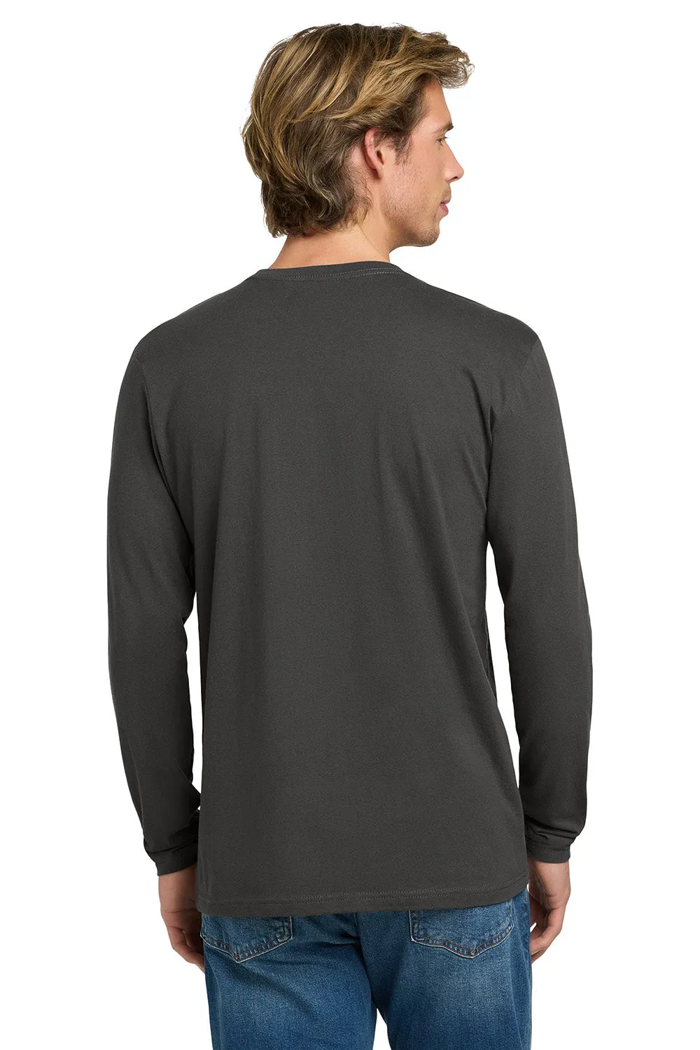 Next Level Mens Fine Jersey Long Sleeve Crewneck T-Shirt - Heavy Metal Grey